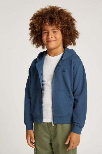 Detská mikina Calvin Klein Jeans 0 tmavomodrá farba, s kapucňou, jednofarebná, IB0IB02379
