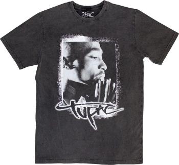 2Pac Tričko Spray Photo Stone Wash Unisex Charcoal Grey M