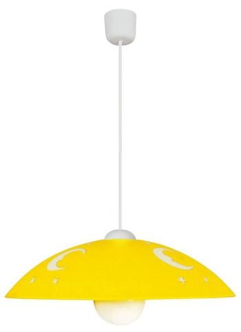 Závesná lampa žltá detská mesiac na lane