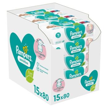 Pampers Fresh Clean Baby dětské čisticí ubrousky 15 balení = 1200 čisticích ubrousků,PAMPERS Sensitive Obrúsky vlhčené 15 balení = 1200 ks