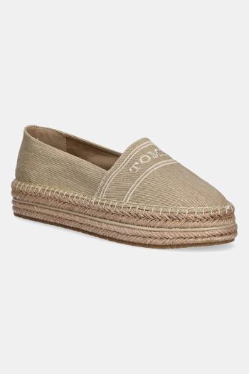 Espadrilky Tommy Hilfiger DENIM PLATFORM ESPADRILLE béžová farba, na platforme, FW0FW08543