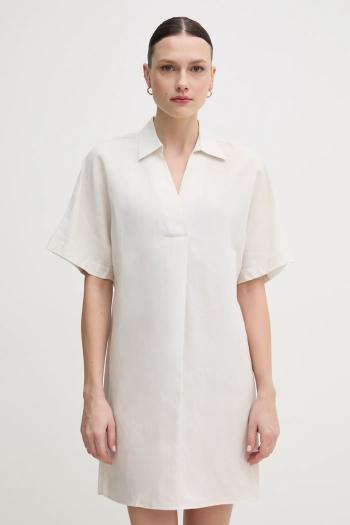 Šaty s prímesou ľanu Calvin Klein béžová farba, mini, oversize, K20K208382
