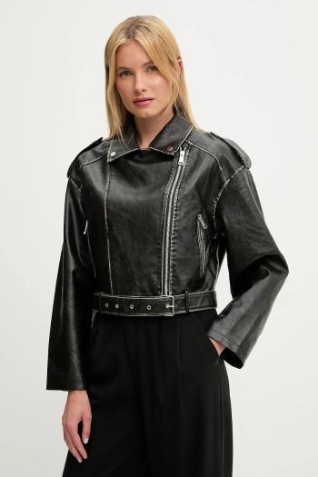 Bunda Answear.LAB čierna farba, prechodná, oversize