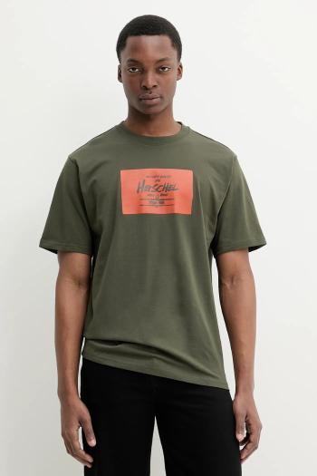 Herschel pamut póló zöld, nyomott mintás, 50548-01572