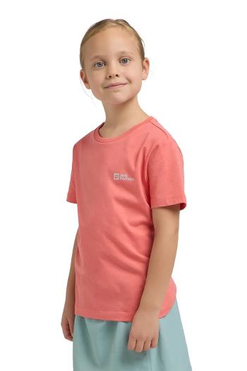 Detské bavlnené tričko Jack Wolfskin ESSENTIAL COTTON T K ružová farba, jednofarebný, A64184