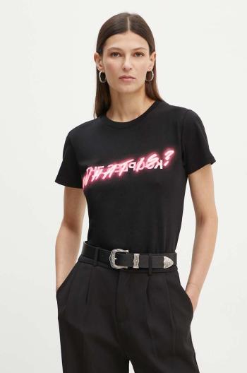 Bavlnené tričko The Kooples dámske, čierna farba, FTSC26045K