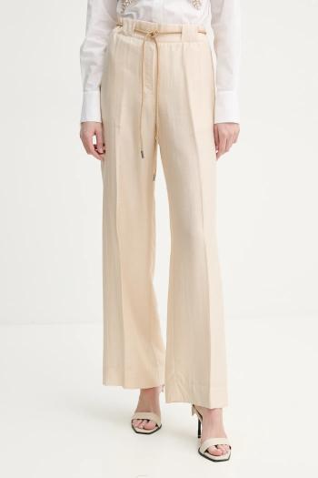 Nohavice Blugirl Blumarine dámske, béžová farba, široké, vysoký pás, RA5125.T2948