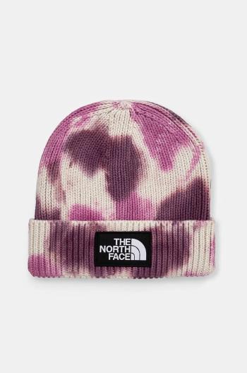 Čiapka The North Face Tie Dye Logo Box Beanie fialová farba, z tenkej pleteniny, bavlnená, NF0A7WJI9EI1