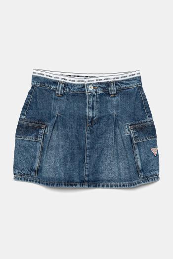 Dievčenská rifľová sukňa Guess tmavomodrá farba, mini, áčkový strih, J5RD07 D45E0