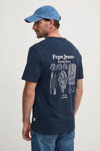 Bavlnené tričko Pepe Jeans ARRYN pánske, tmavomodrá farba, s potlačou, PM509623