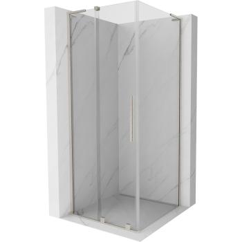 MEXEN/S - Velar L sprchovací kút, posuvné dvere 110 x 110, transparent, nikel kartáčovaný 871-110-110-03-97
