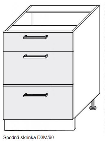 ArtExt Kuchynská linka Brerra - mat Kuchyňa: Spodná skrinka D3M/60 / (ŠxVxH) 60 x 82 x 50 cm