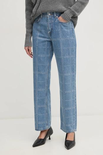 Rifle Pepe Jeans STRAIGHT JEANS HW GLITTER dámske, vysoký pás, PL204832