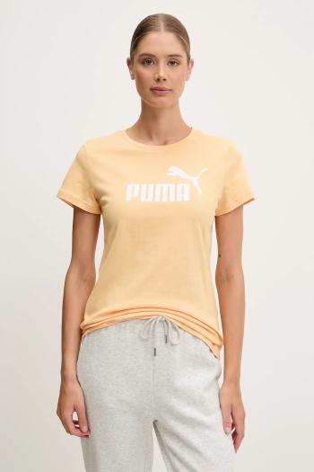 Bavlnené tričko Puma dámske, oranžová farba, 682371