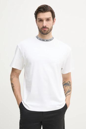 Bavlnené tričko Red Bull Racing x Pepe Jeans BRANDED COLLAR TEE pánske, biela farba, jednofarebné, RM500021