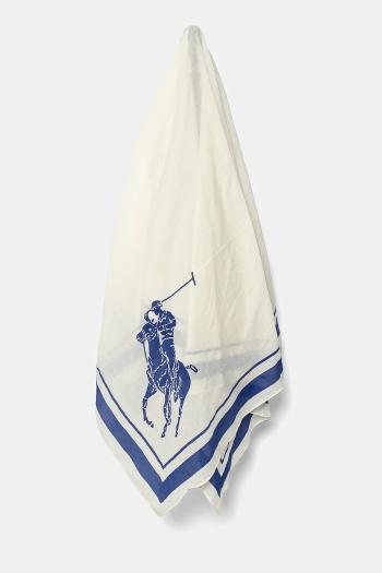 Bavlnený šál Polo Ralph Lauren dámska, béžová farba, vzorovaná, 455938482