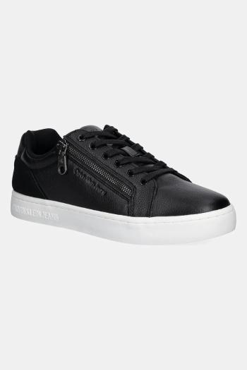Kožené tenisky Calvin Klein Jeans CLASSIC CUPSOLE ZIP LOW IN čierna farba, YM0YM01254