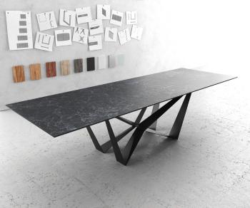 Jedálenský stôl Edge 300x100cm Laminam® keramická sivá podnož plochá