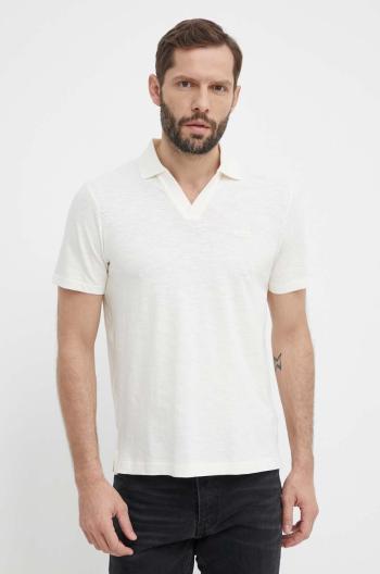 Polo tričko s prímesou ľanu Calvin Klein béžová farba,jednofarebné,K10K112959