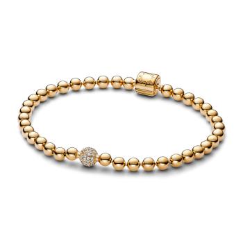 Pandora Pozlátený korálkový náramok Signature Shine 568342C01 21 cm