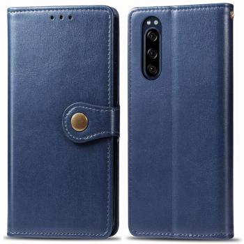 LEATHER BUCKLE Peňaženkový obal Sony Xperia 5 modrý