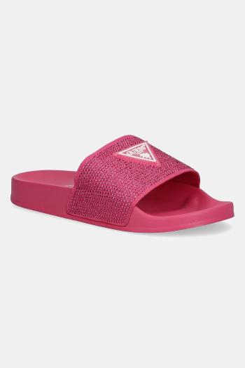 Šľapky Guess BEACH SLIPPERS STRASS dámske, ružová farba, E4GZ25 BB00F