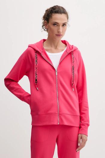 Mikina Dkny béžová farba, s kapucňou, jednofarebná, DP5J9510