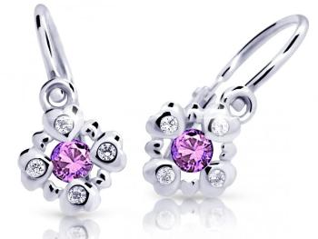 Cutie Jewellery Trblietavé detské náušnice z bieleho zlata C2253-10-X-2 fialová