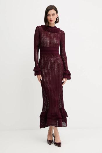 Šaty Twinset bordová farba, maxi, áčkový strih, 252TP3182