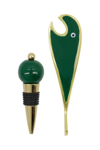 Zátka na víno a otvárač na pivo House Doctor HDOpen 15 cm zelená farba