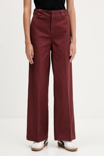 Nohavice Dickies WIDE LEG WORK PANT W zelená farba, široké, vysoký pás, DK0A4YSE