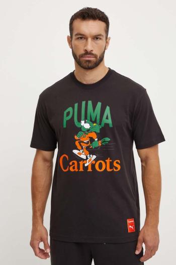 Bavlnené tričko Puma PUMA X CARROTS Graphic Tee pánske, čierna farba, s potlačou, 627443