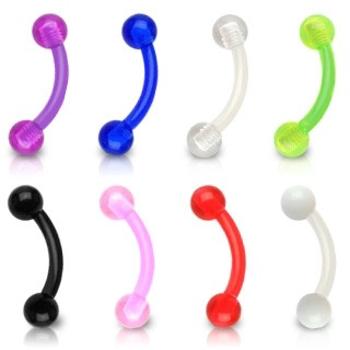 Piercing do obočia - neónové UV guličky - Dĺžka piercingu: 8 mm, Farba piercing: Neónová zelená