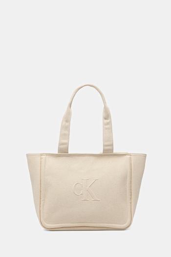 Bavlnená taška Calvin Klein Jeans béžová farba, LV04K3098G