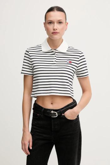 Polo tričko Tommy Jeans dámske, biela farba, DW0DW21363