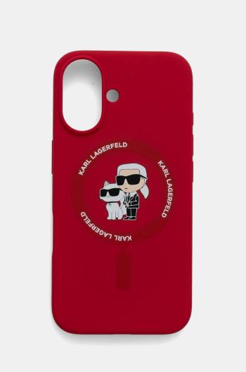 Puzdro na mobil Karl Lagerfeld iPhone 16 6.1 červená farba, KLHMP16SSCMKCRHR