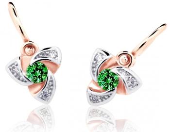 Cutie Jewellery Detské náušnice z ružového zlata C2203-10-X-4 zelená