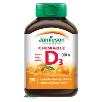 JAMIESON Vitamín D3 1000 IU pomaranč 100 tabliet na cmúľanie