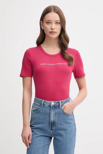 Bavlnené tričko United Colors of Benetton dámske, červená farba, 3GA2E16A2