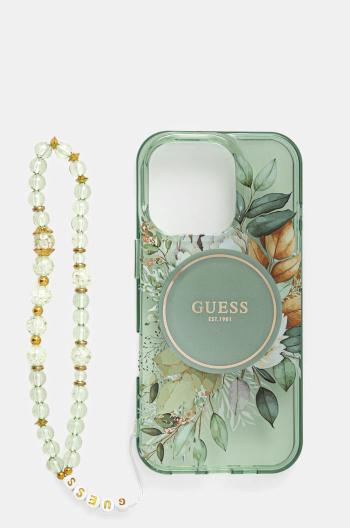 Puzdro na mobil Guess iPhone 16 Pro 6.3 zelená farba, GUHMP16LHFWBRCESN