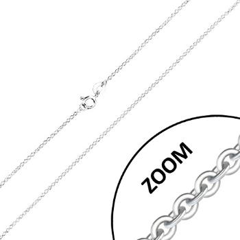 Strieborná 925 retiazka - kolmo napájané očká, ploché krúžky, 1,3 mm