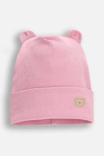 Čiapka Coccodrillo ružová farba biela, z tenkej pleteniny, bavlnené, BASIC ACCESSORIES