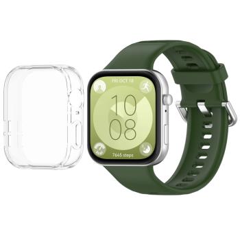 PROTEMIO COVER SET Remienok + obal na hodinky Huawei Watch Fit 3 tmavozelený