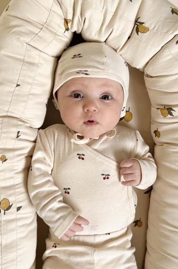 Detská bavlnená čiapočka Konges Sløjd BABY HELMET GOTS béžová farba biela, z tenkej pleteniny, bavlnená