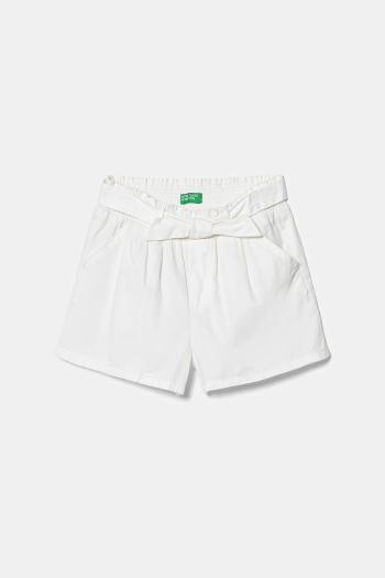 Detské bavlnené šortky United Colors of Benetton biela farba, jednofarebná, 47RGG9030