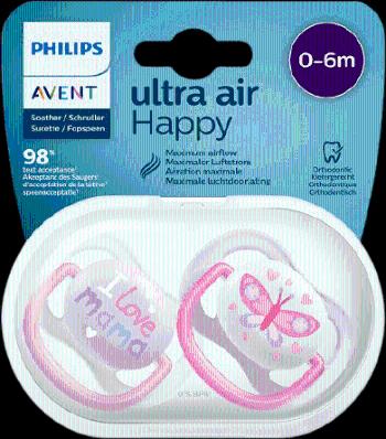 PHILIPS AVENT Cumlík Ultra air text 0-6m dievča 2 ks