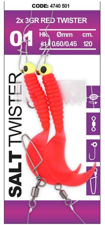 Spro náväzec na tresky salt twister red 120 cm - háčik 2x 1 hmotnosť 3 g