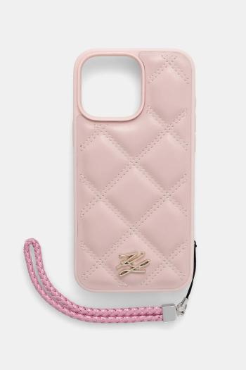 Puzdro na mobil Karl Lagerfeld iPhone 16 Pro Max ružová farba, KLHCP16XPSQSKLSMSP