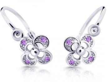 Cutie Jewellery Detské náušnice z bieleho zlata C2200-10-X-2 fialová