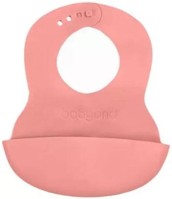 BABYONO Podbradník mäkký plastový s vreckom bez BPA pink 6m+